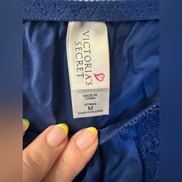 Victoria’s Secret Silk Chemise Gown Panty Set Royal Blue - Picture 5 of 7